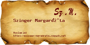 Szinger Margaréta névjegykártya